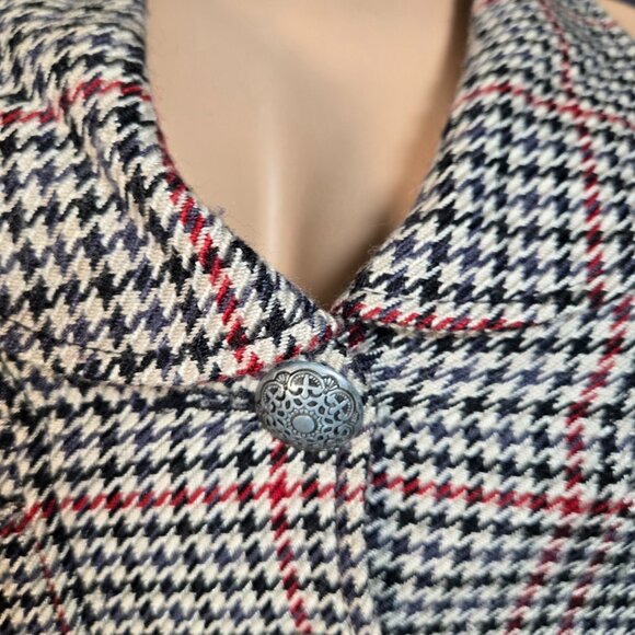 Y2K Vest Waistcoat Fitted Houndstooth Size XS Academia Office Siren Beige Black - Picture 4 of 12